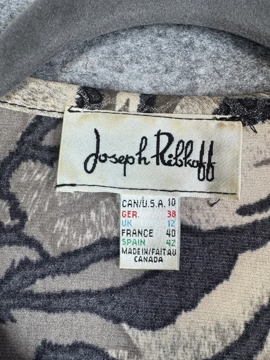 Vintage Joseph Ribkoff Animal Print Zip Up Cardigan Size 10 Maximalist Eclectic - Picture 5 of 16